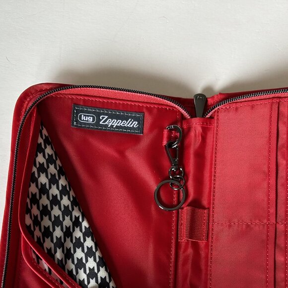Lug Zeppelin 2 RFID Wristlet Wallet Poppy Red with Houndstooth Interior - Picture 7 of 11